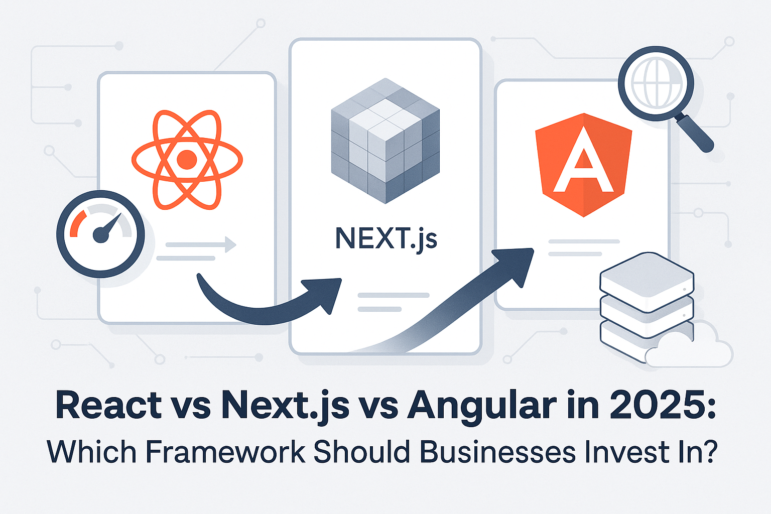 React vs Next.js vs Angular 2025 framework comparison – SEO, performance, and scalability insights by TheCodeV