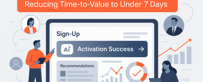 Illustration showing B2B onboarding UX best practices — seamless SaaS setup reducing time-to-value under 7 days