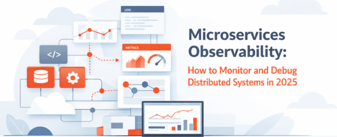 Diagram illustrating microservices observability tools for monitoring and debugging distributed systems