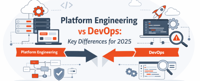 Illustration comparing platform engineering vs DevOps models for scalable software delivery in 2025