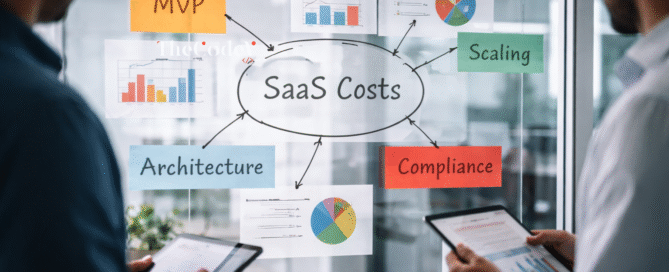 Diagram showing cost layers behind saas development cost uk including MVP, architecture, compliance and scaling
