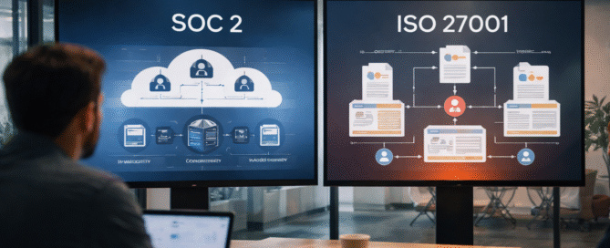 Visual comparison of soc 2 vs iso 27001 security frameworks for SaaS companies and enterprise compliance strategies