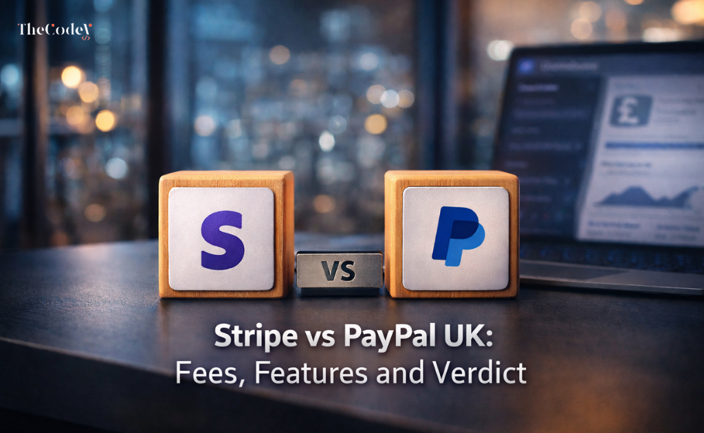 Comparison of stripe vs paypal uk payment gateways showing fees and business use cases
