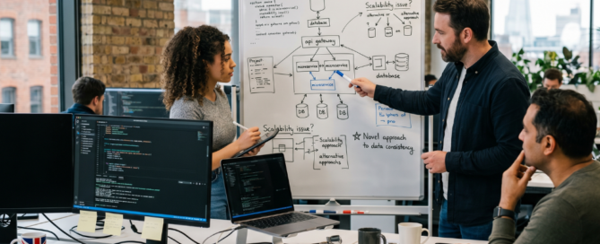 Engineering workspace illustrating r&d tax credits software development uk through system design and technical decision-making