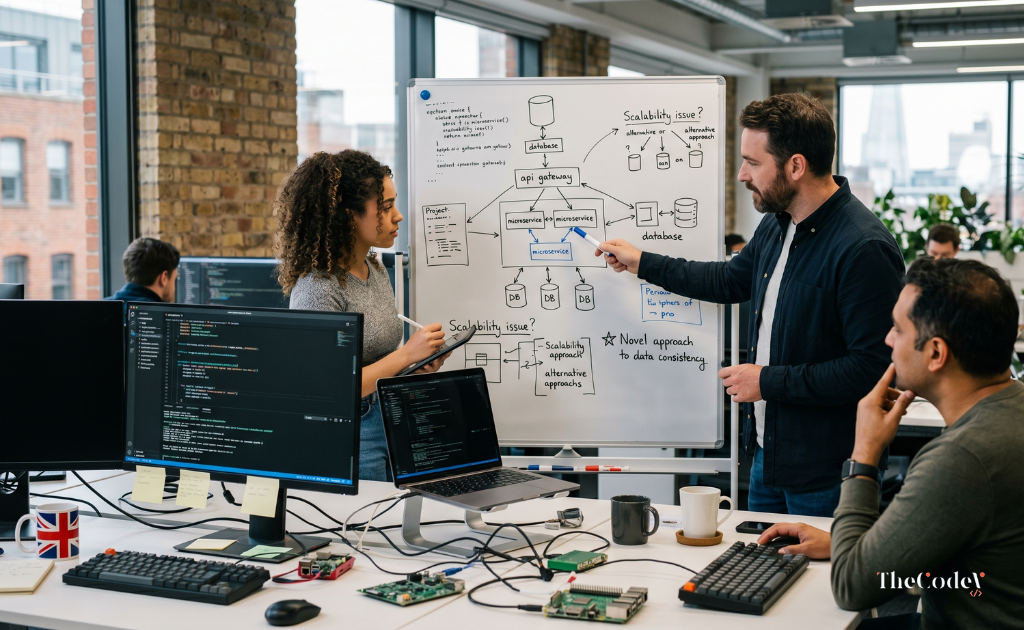 Engineering workspace illustrating r&d tax credits software development uk through system design and technical decision-making