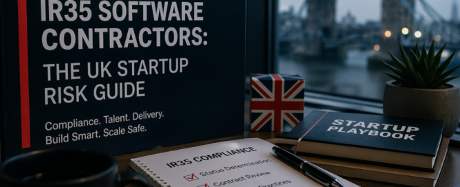 Visual of ir35 software contractors risk in UK startups with team structure and compliance tension