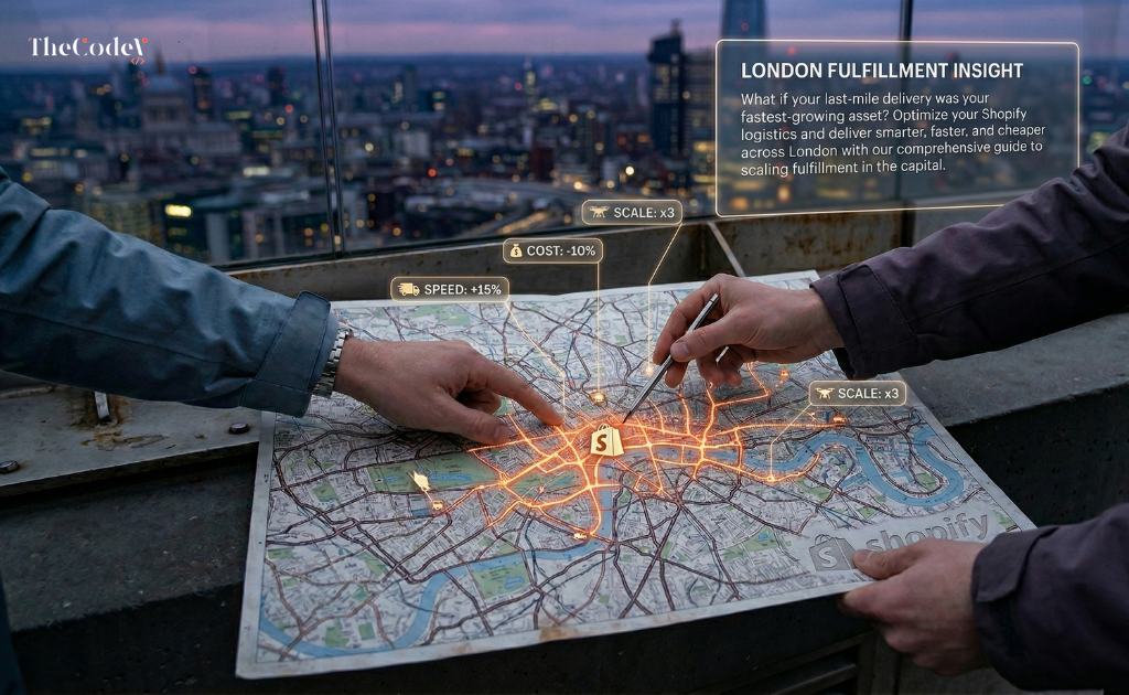 Technical dashboard illustrating infrastructure architecture for a high-performance shopify seo uk campaign.