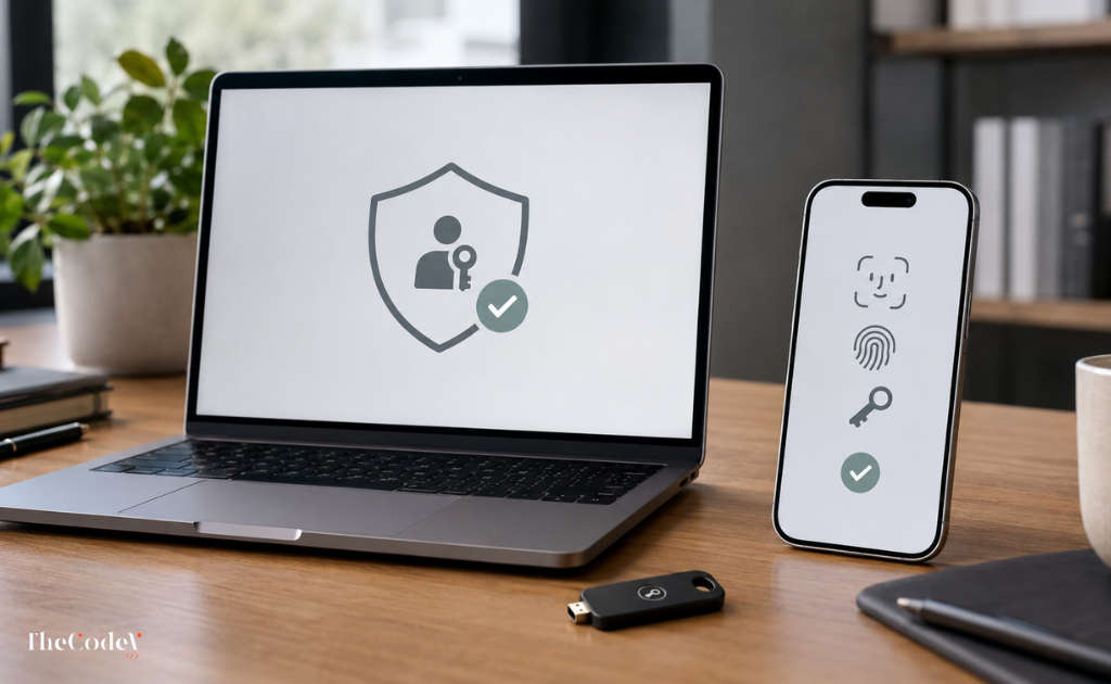 Secure app login interface showing passkeys implementation across UK web and mobile platforms